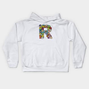 Alphabet Monster Doodle Letter R Monogram Kids Hoodie